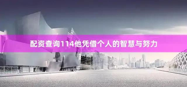 配资查询114他凭借个人的智慧与努力