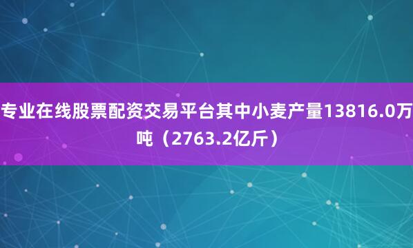 专业在线股票配资交易平台其中小麦产量13816.0万吨（2763.2亿斤）
