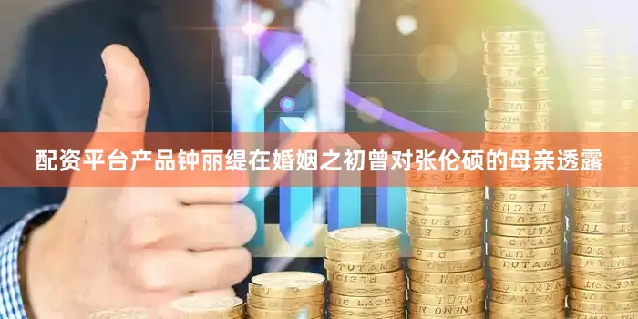 配资平台产品钟丽缇在婚姻之初曾对张伦硕的母亲透露