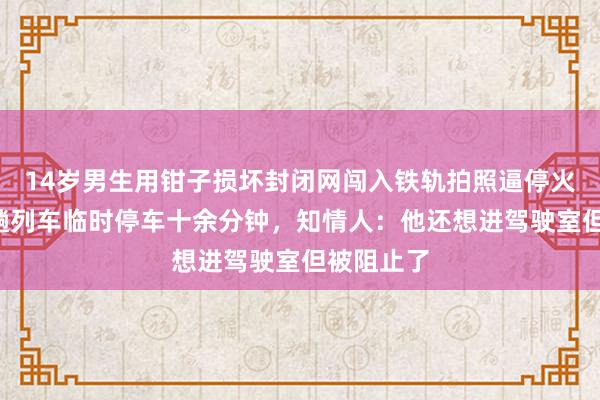 14歲男生用鉗子損壞封閉網闖入鐵軌拍照逼停火車,致3趟列車臨時停車十余分鐘,知情人:他還想進駕駛室但被阻止了