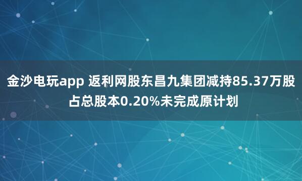 金沙電玩app 返利網(wǎng)股東昌九集團減持85.37萬股 占總股本0.20%未完成原計劃