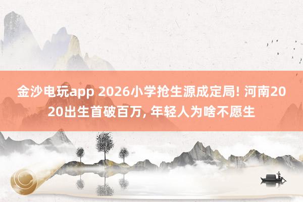 金沙電玩app 2026小學(xué)搶生源成定局! 河南2020出生首破百萬(wàn)， 年輕人為啥不愿生