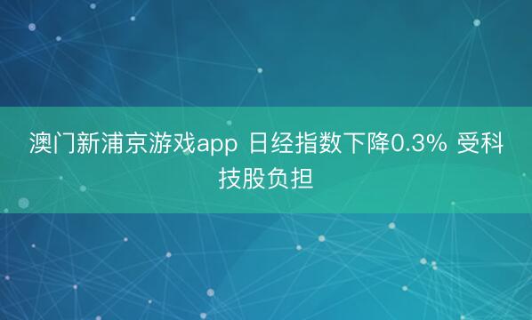 澳門新浦京游戲app 日經(jīng)指數(shù)下降0.3% 受科技股負(fù)擔(dān)