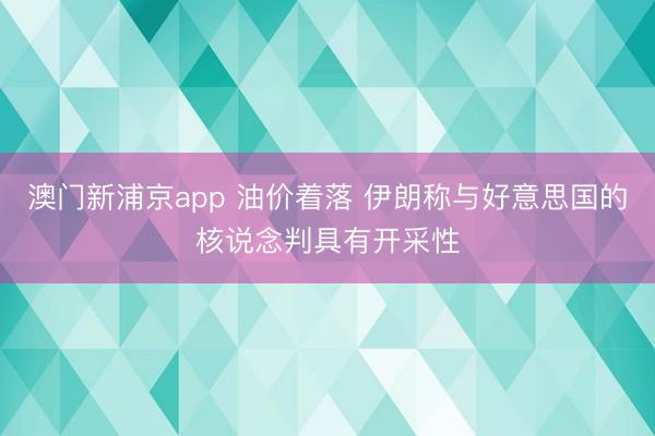 澳門新浦京app 油價(jià)著落 伊朗稱與好意思國(guó)的核說念判具有開采性